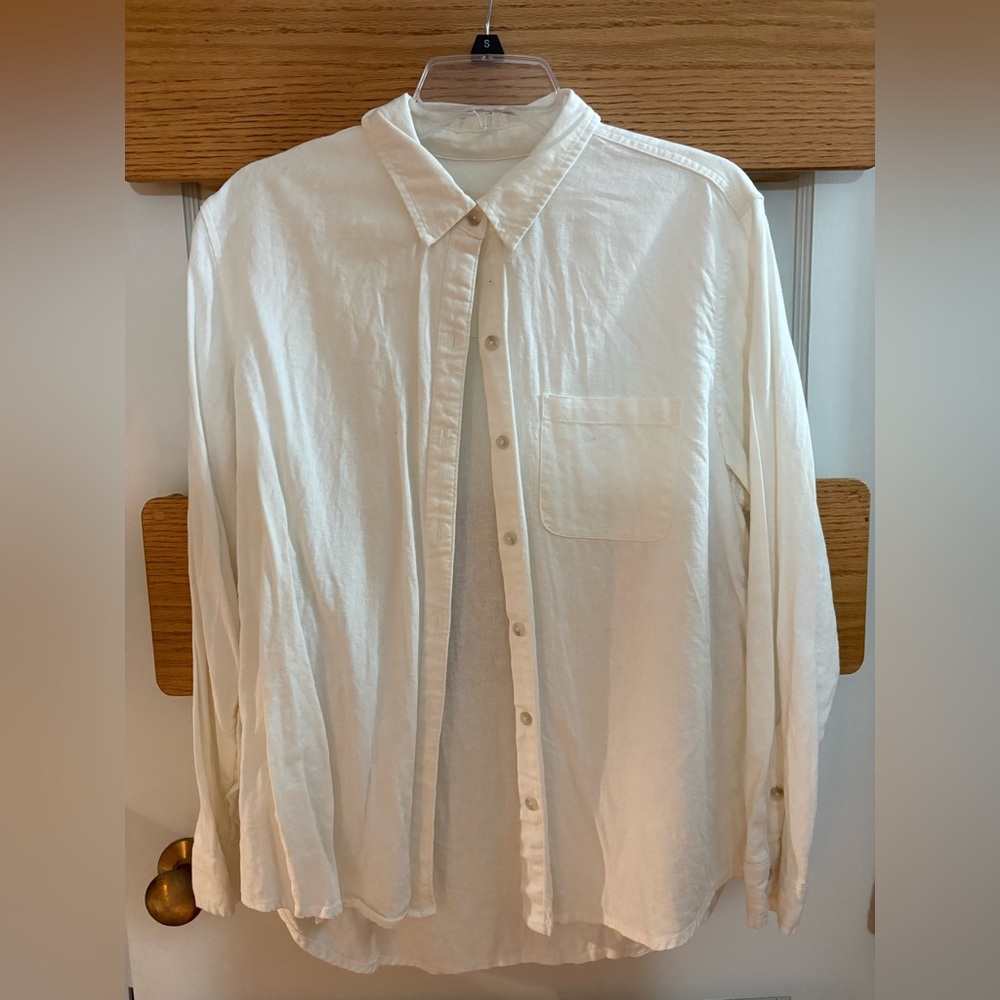 Universal Thread Cream Men's Casual Linen Button Down Shirt